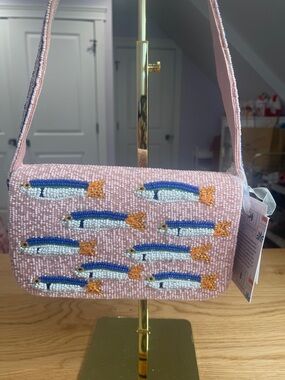 Pink Beaded Sardine Shoulder Bag NWT